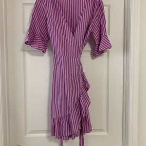 GAP - pink and purple striped dress with ruffles.